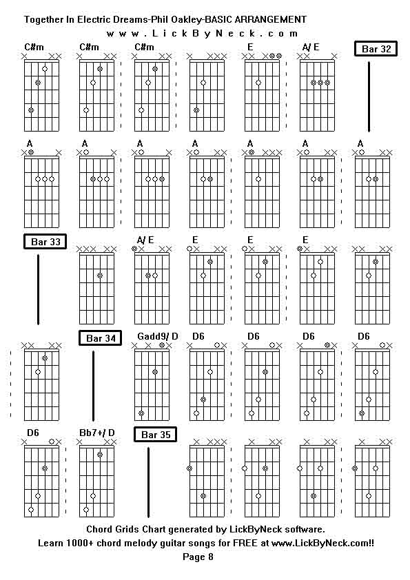 Chord Grids Chart of chord melody fingerstyle guitar song-Together In Electric Dreams-Phil Oakley-BASIC ARRANGEMENT,generated by LickByNeck software.